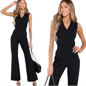 NWT SPANX Perfect Sleeveless Jumpsuit Black Wide Leg Jumpsuit Women’s XL